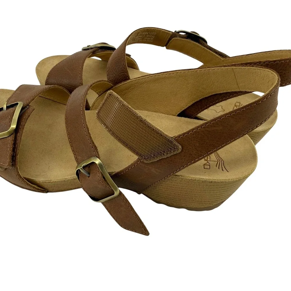 Dansko Trinity Womens Brown Leather Sandals Buckle Slingback Shoes Size 38 (7.5)